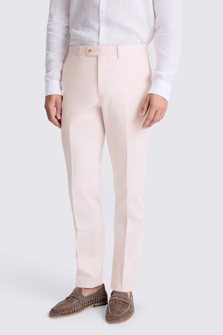 Tailored Fit Pale Pink Cotton Trouser 