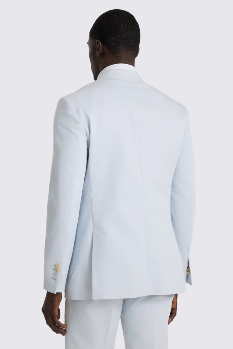 Tailored Fit Pale Blue Cotton Suit Jacket