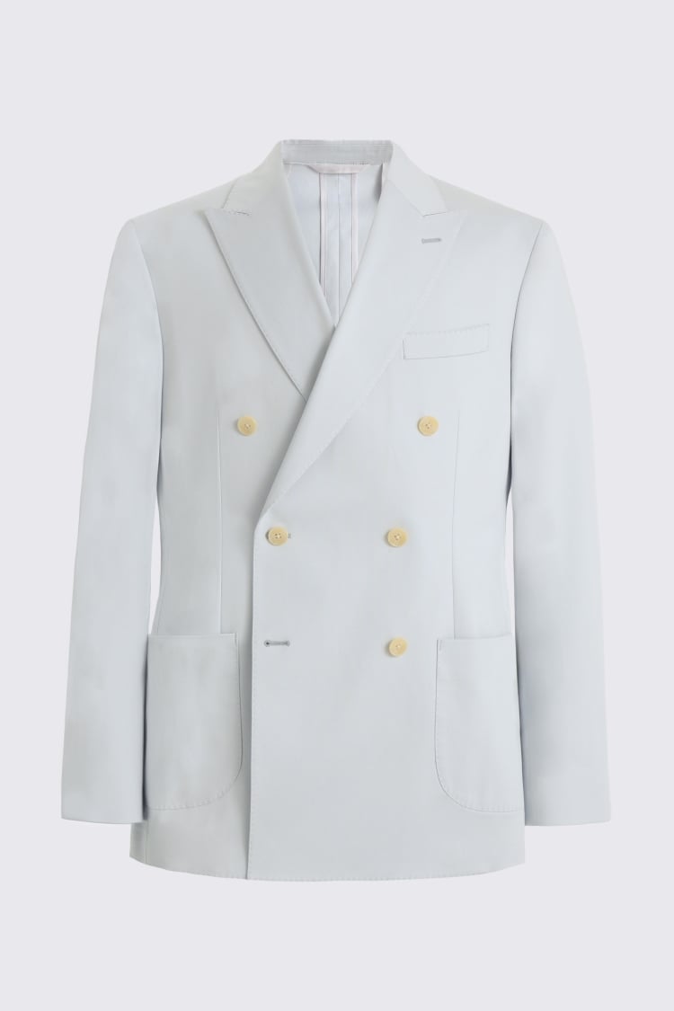Tailored Fit Pale Blue Cotton Suit Jacket