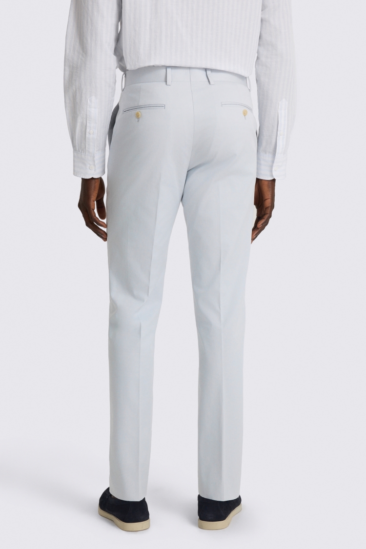 Tailored Fit Pale Blue Cotton Trouser 