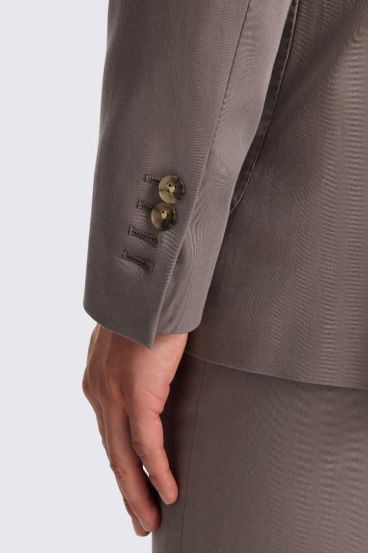 Tailored Fit Taupe Cotton Suit Jacket 