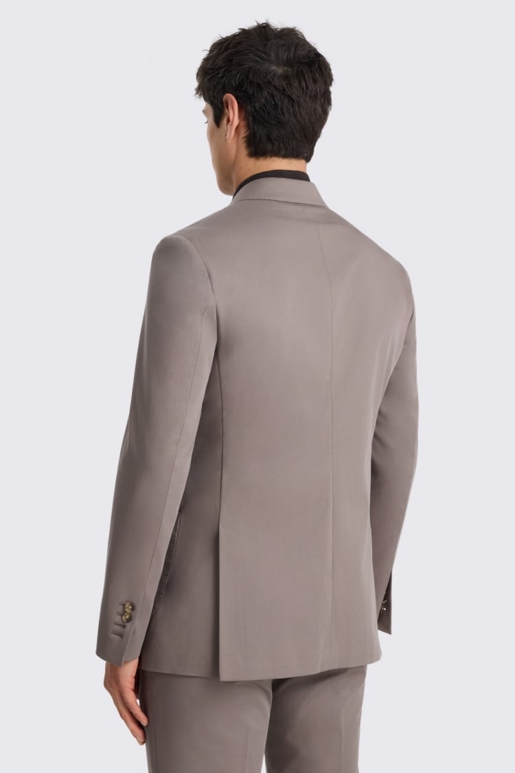 Tailored Fit Taupe Cotton Suit Jacket 