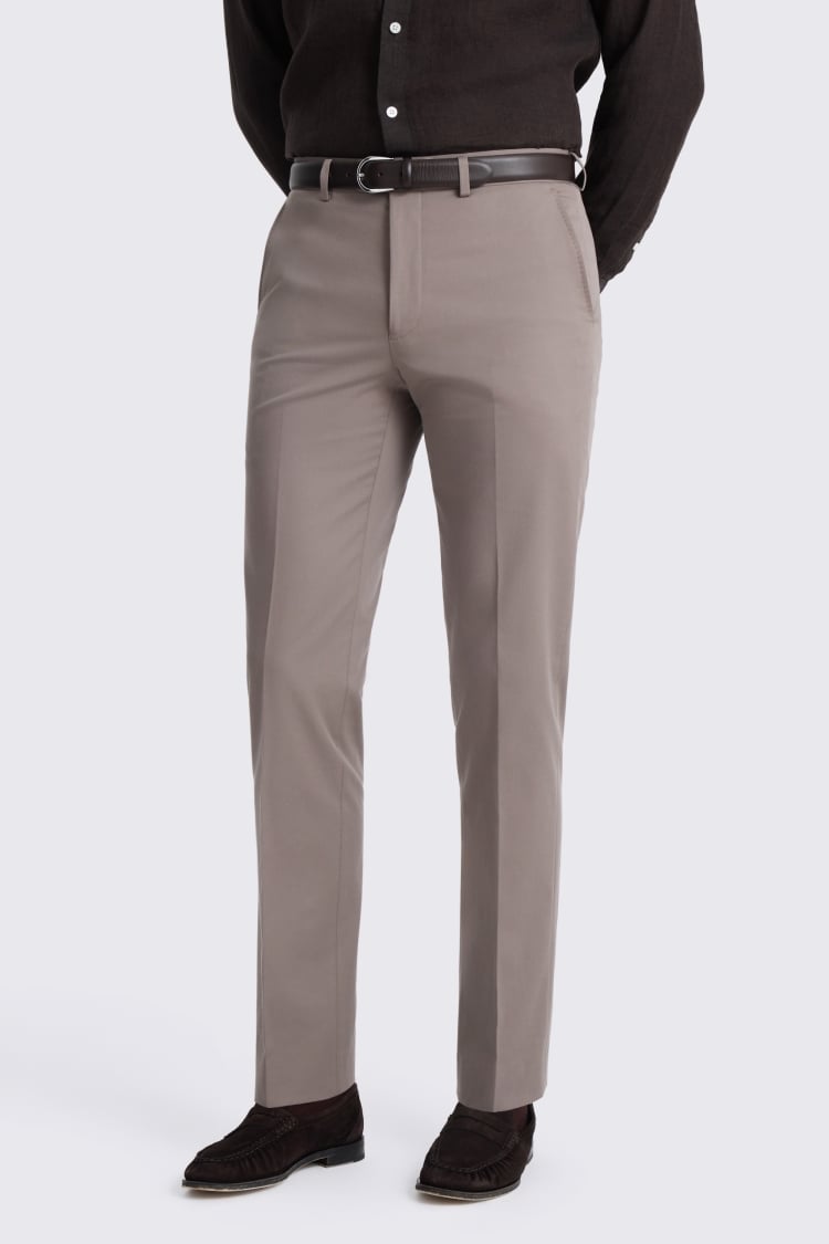 Tailored Fit Taupe Cotton Suit Jacket 