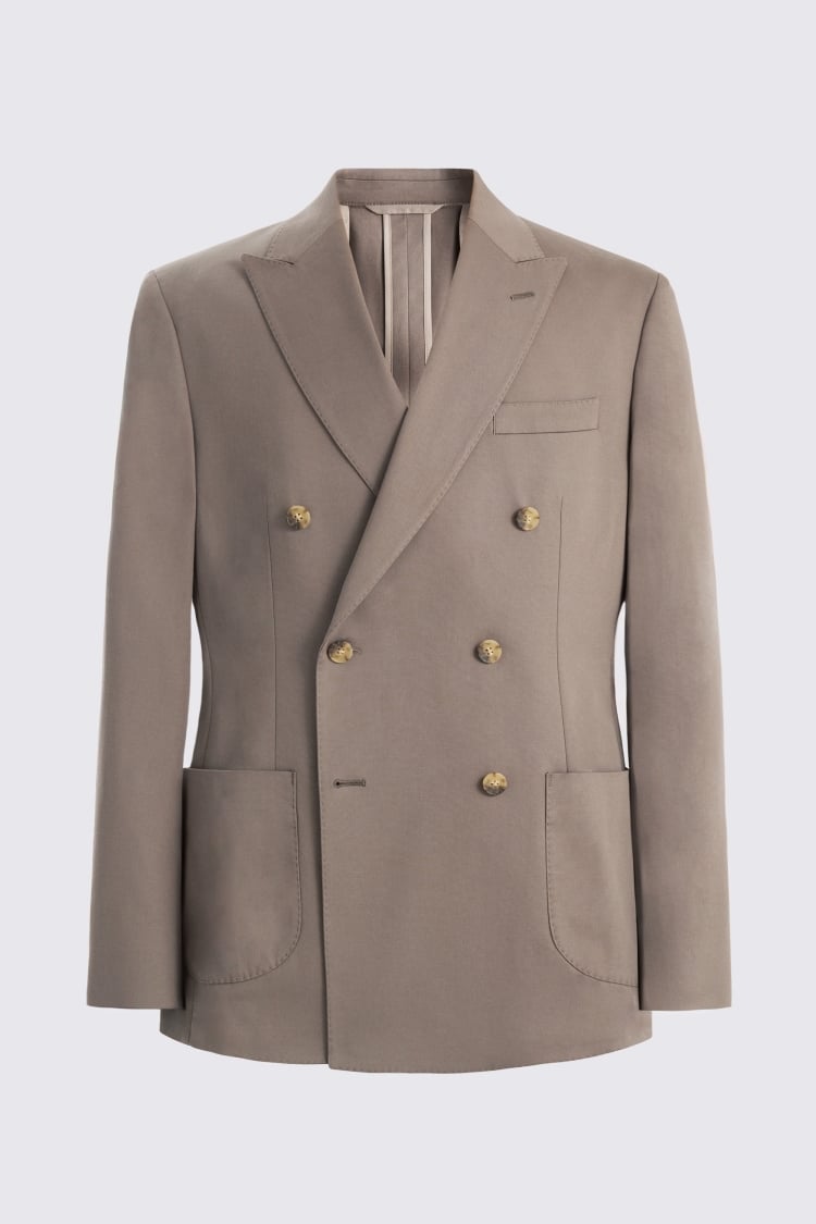 Tailored Fit Taupe Cotton Suit Jacket 