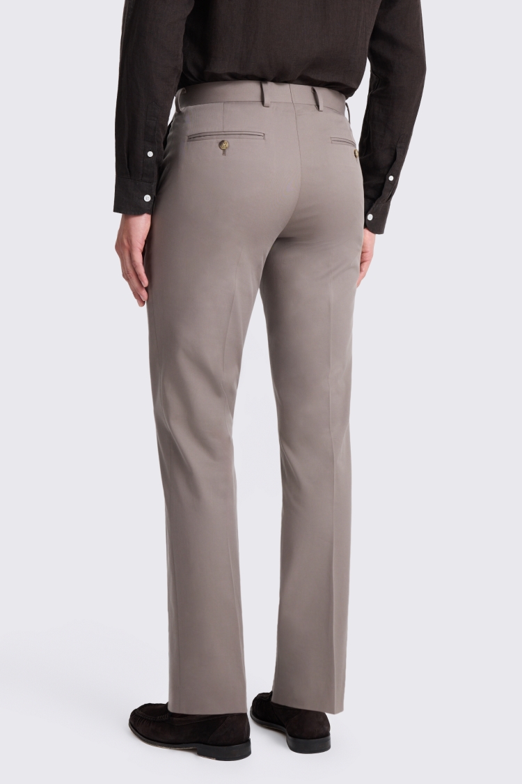 Tailored Fit Taupe Cotton Trouser 