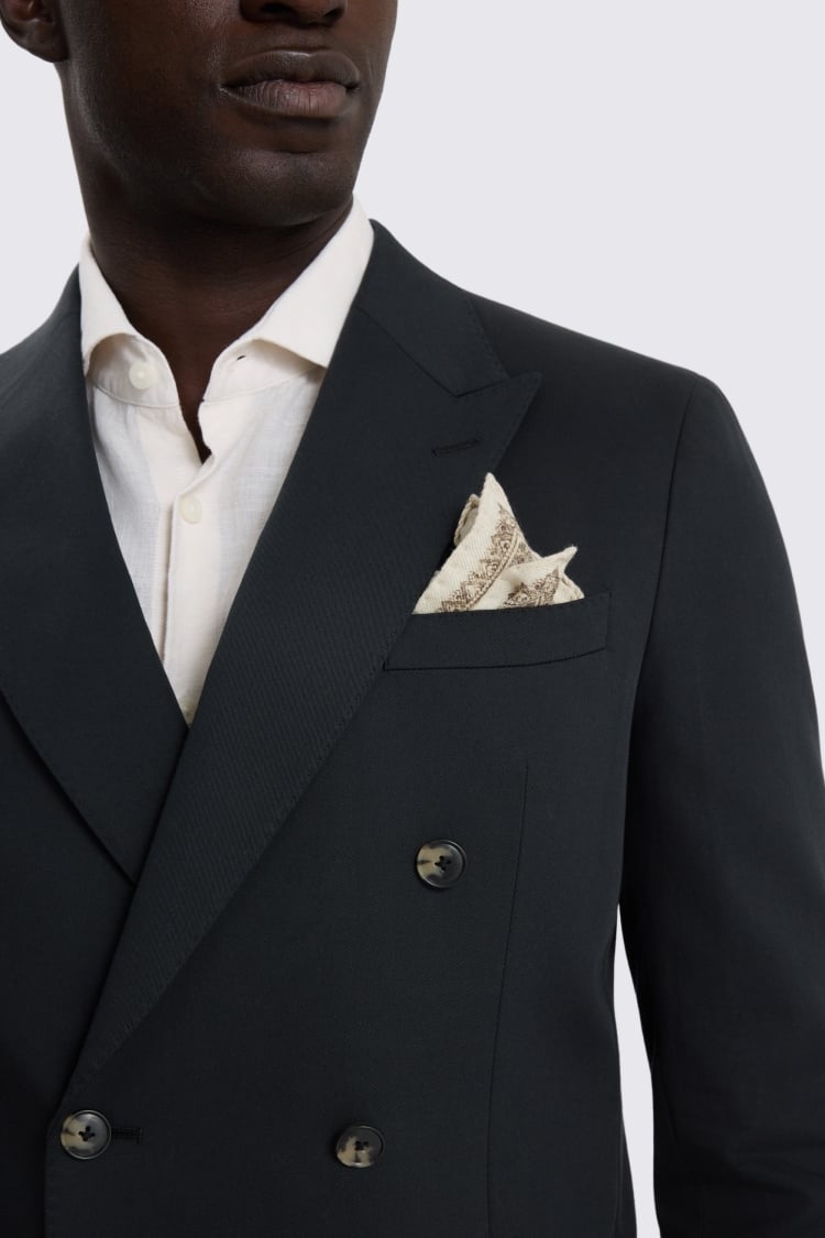 Slim Fit Black Cotton Suit Jacket 