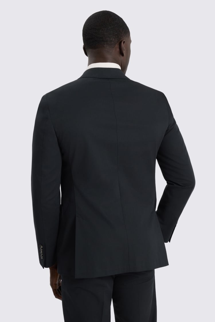 Slim Fit Black Cotton Suit Jacket 
