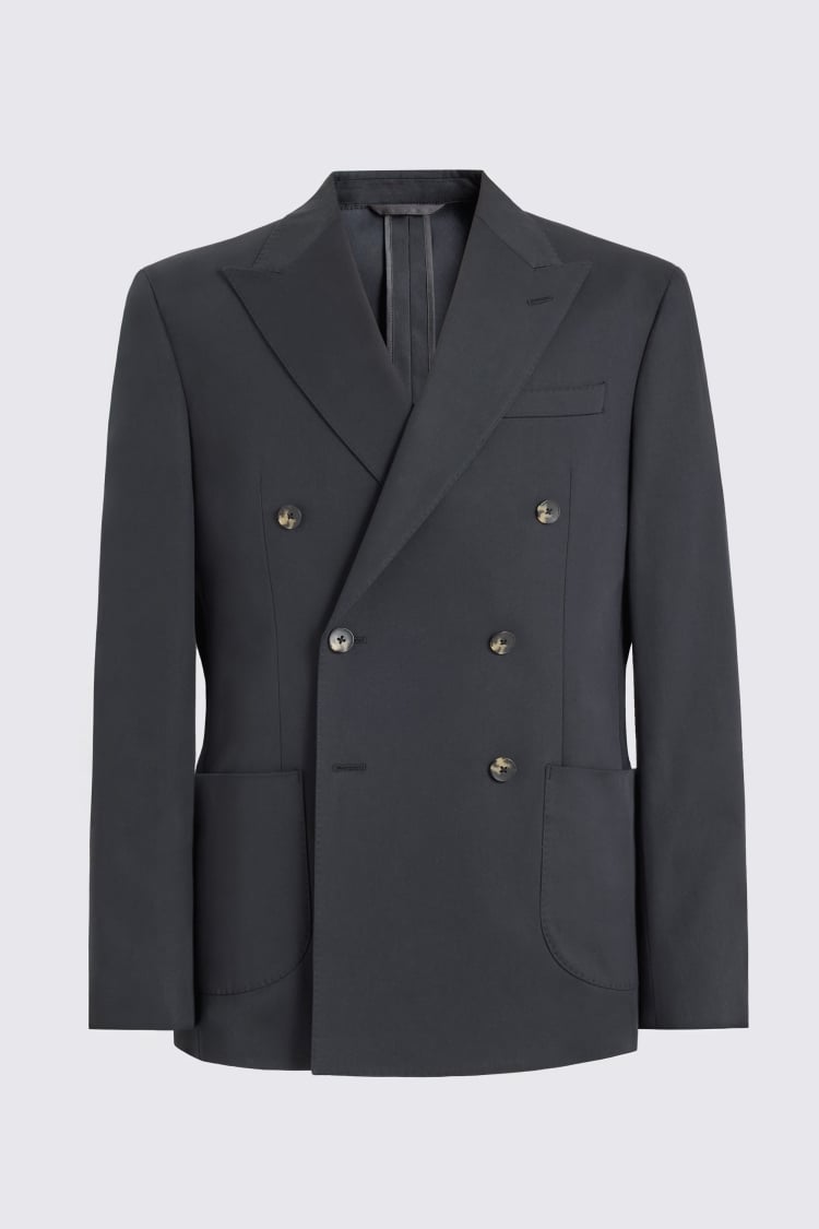 Slim Fit Black Cotton Suit Jacket 