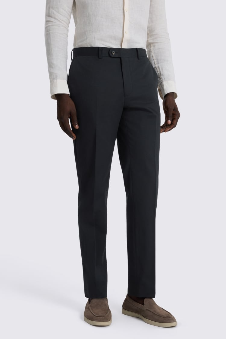Slim Fit Black Cotton Trouser