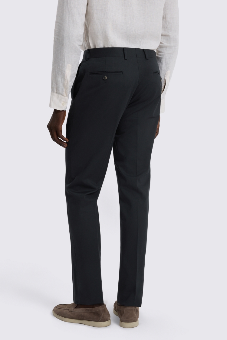 Slim Fit Black Cotton Trouser
