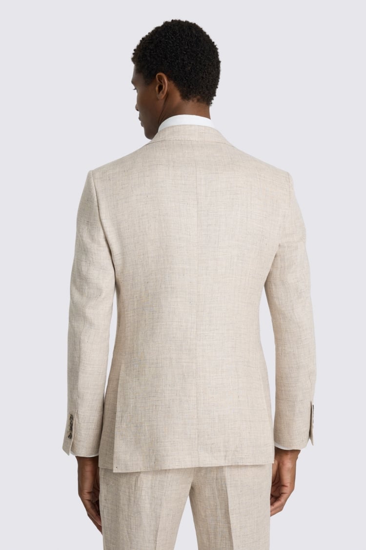 Slim Fit Neutral Delave Linen Suit