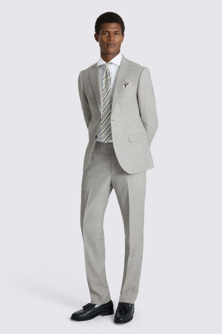 Slim Fit Light Grey Marl Suit