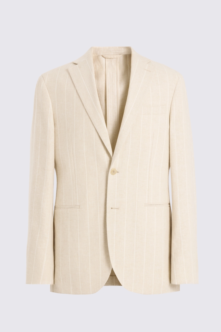 Slim Fit Light Camel Stripe Suit Jacket 