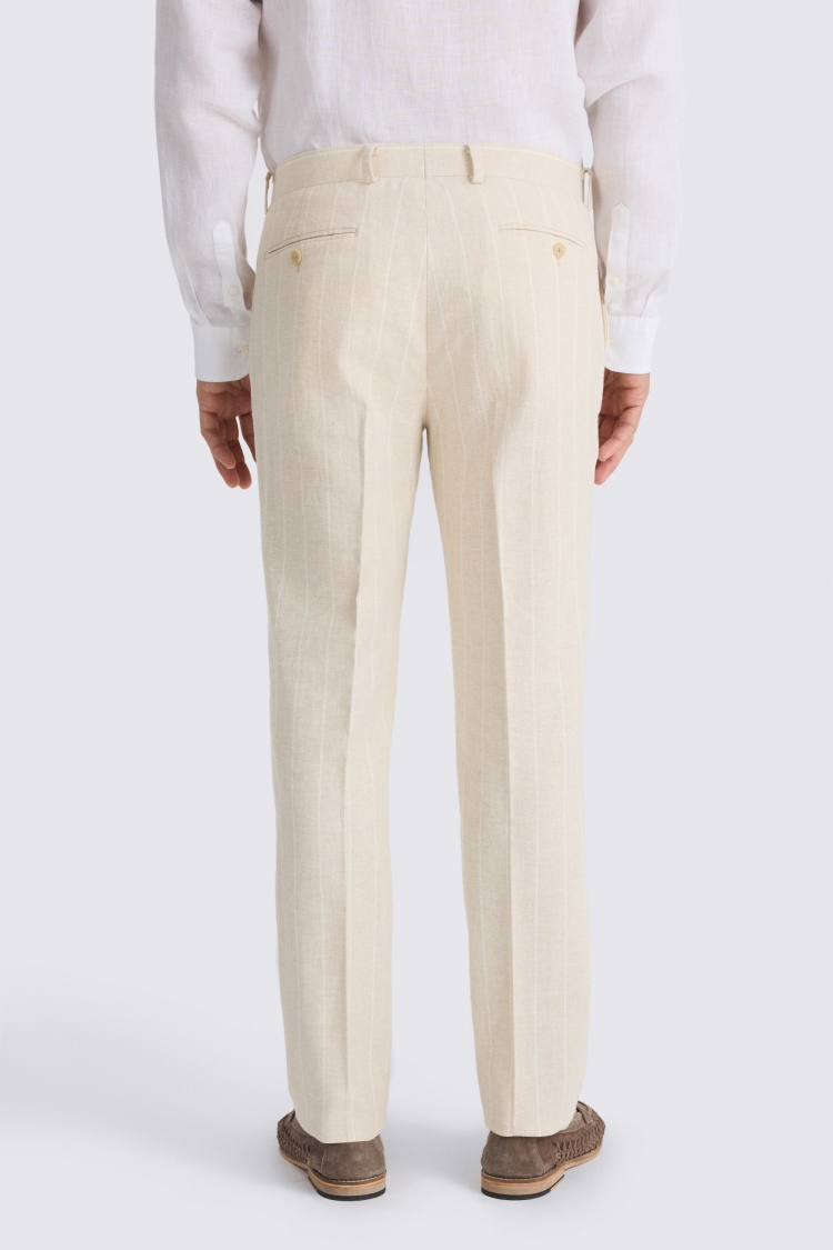 Slim Fit Light Camel Stripe Trouser