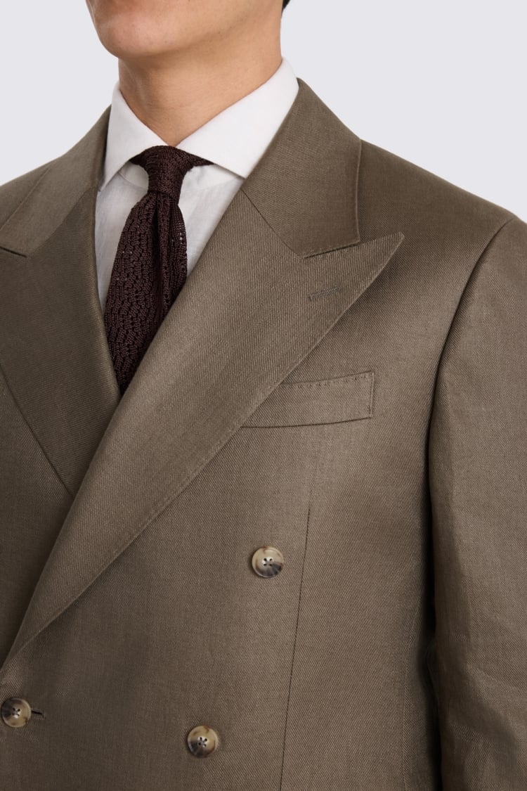 Relaxed Fit Taupe Linen Jacket 