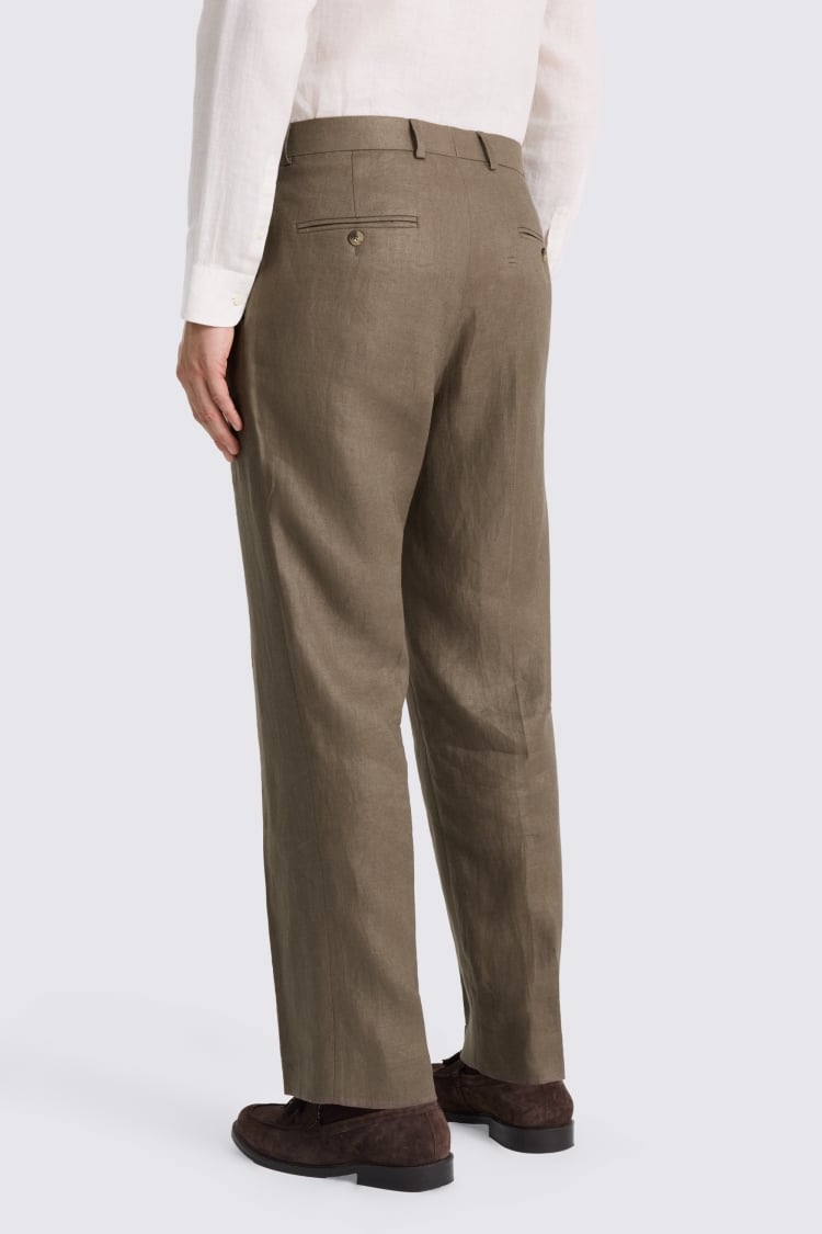 Relaxed Fit Taupe Linen Pants