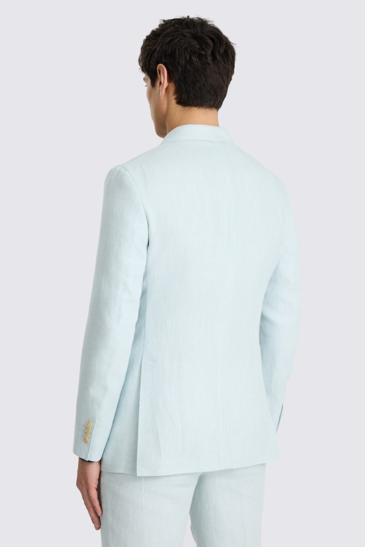 Italian Tailored Fit Aqua Linen-blend Suit Jacket