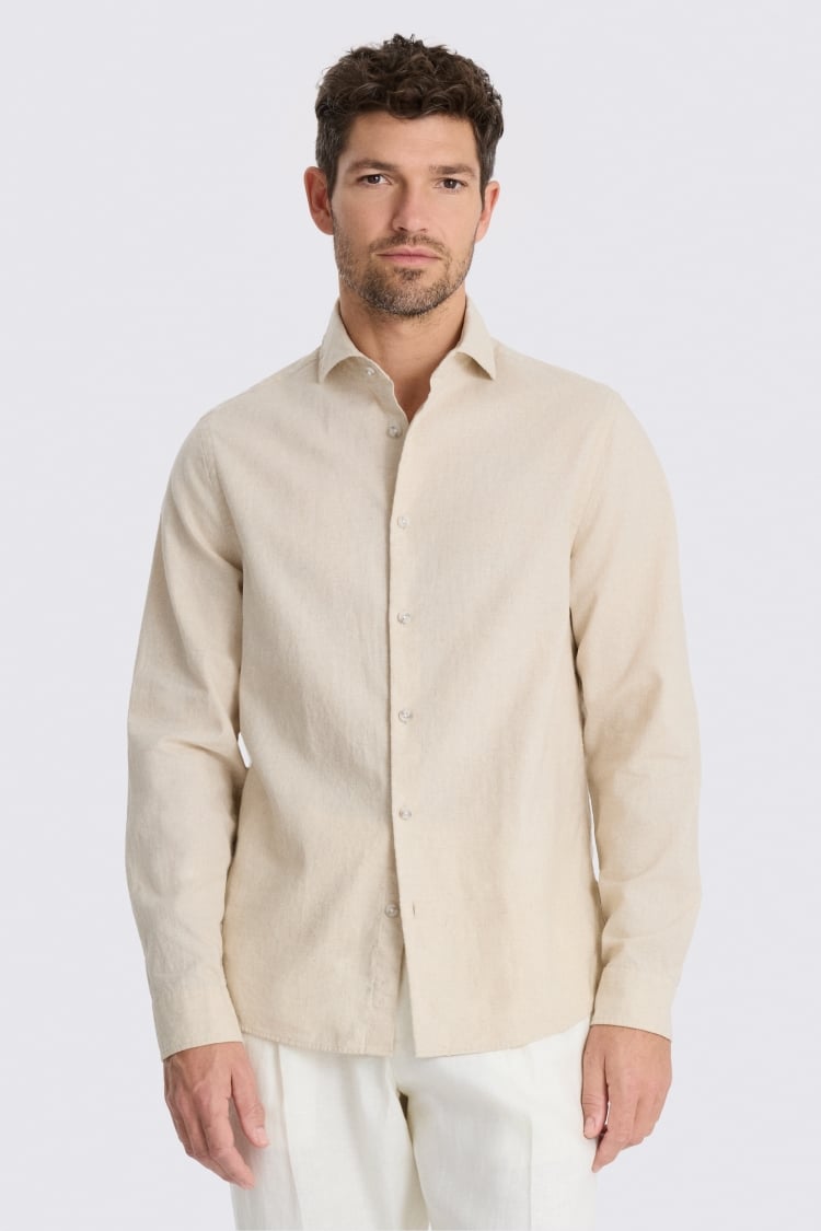 Neutral Cotton Linen Shirt