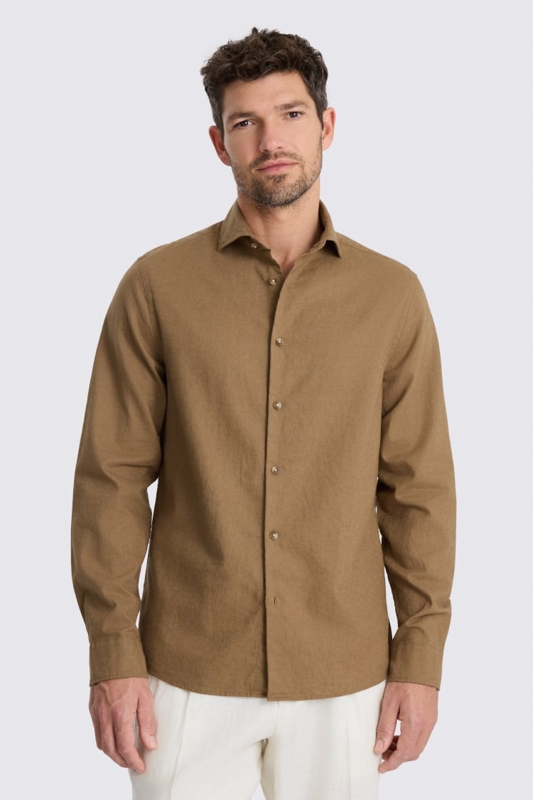 Dark Taupe Cotton Linen Shirt