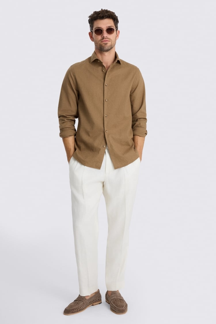 Dark Taupe Cotton Linen Shirt