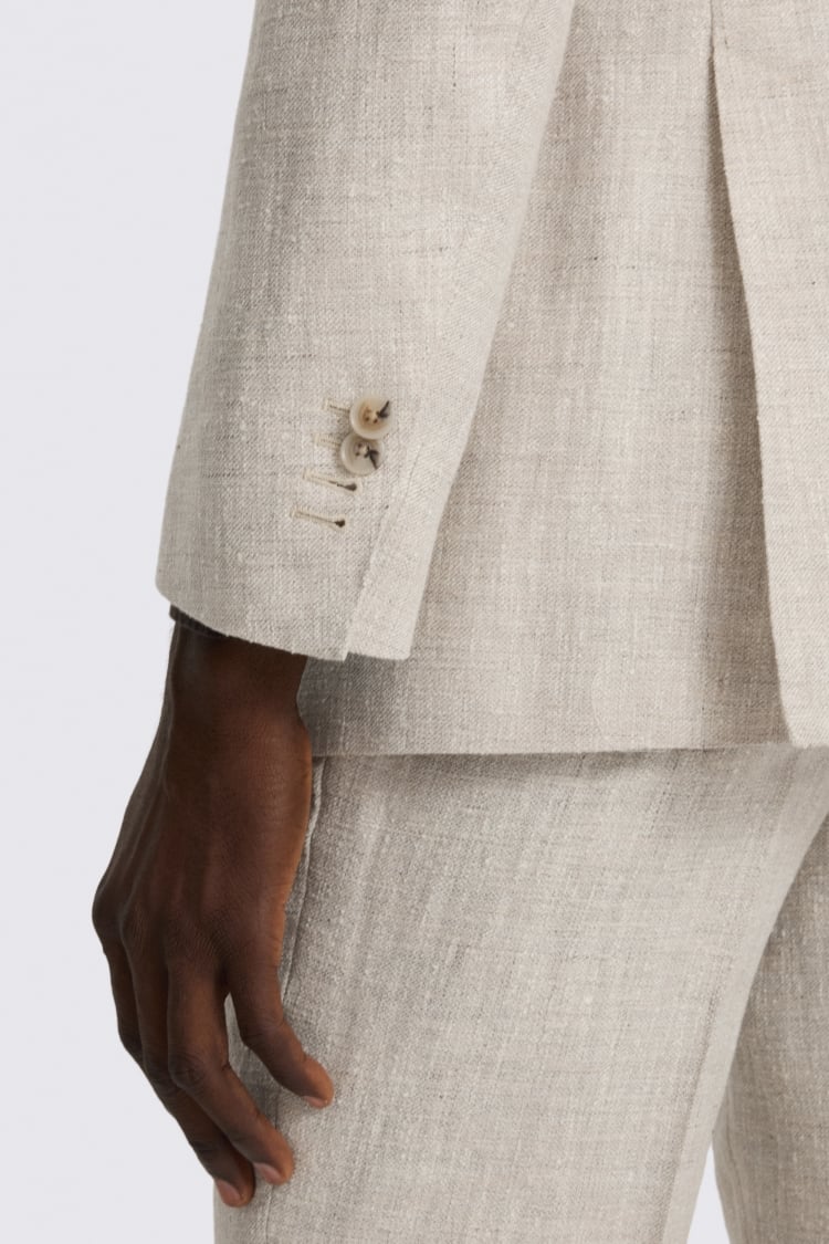 Italian Tailored Fit Neutral Linen-blend Suit Jacket