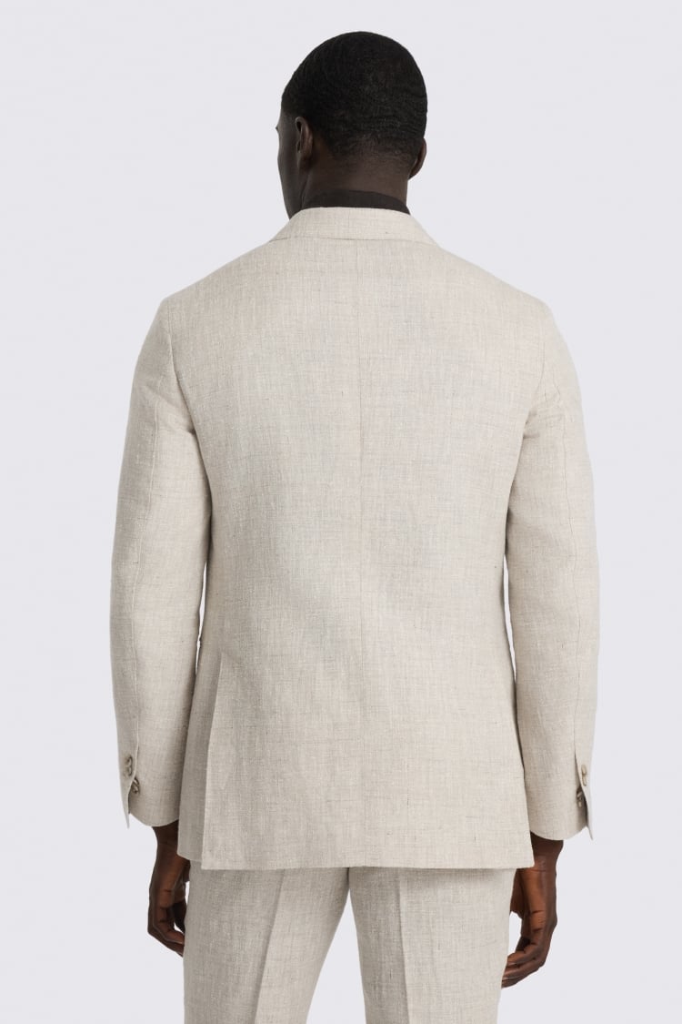 Italian Tailored Fit Neutral Linen-blend Suit Jacket