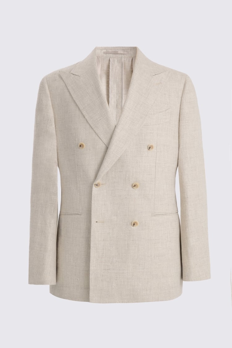 Italian Tailored Fit Neutral Linen-blend Suit Jacket