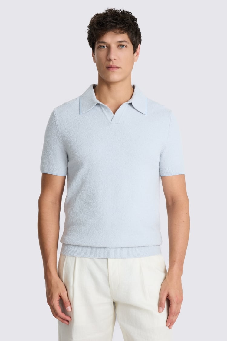 Light Blue Bouclé Skipper Polo Shirt