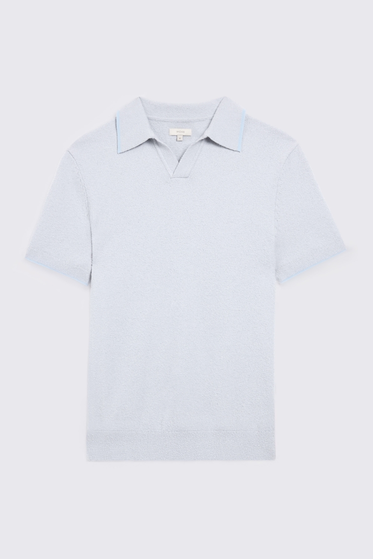 Light Blue Bouclé Skipper Polo Shirt