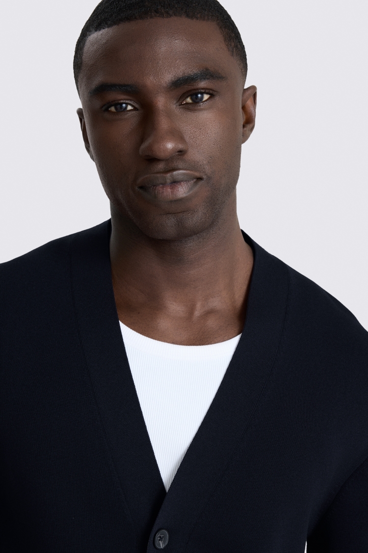 Navy Four Button Cardigan