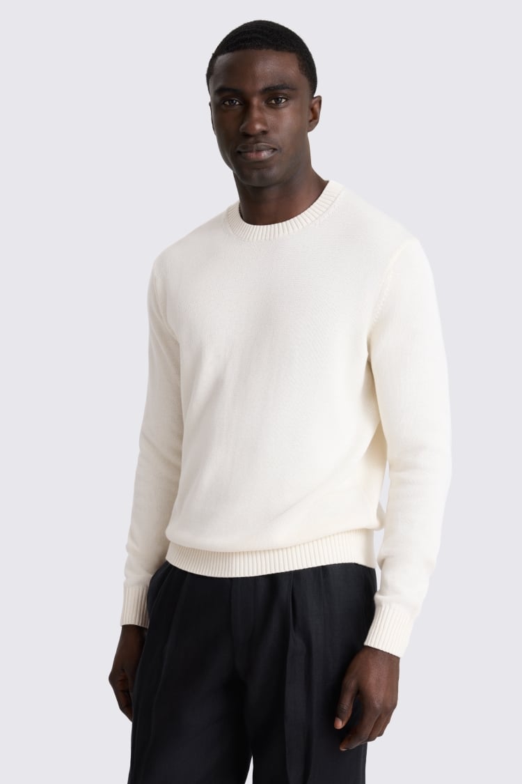 Off-White Cotton Crew Neck Jumper