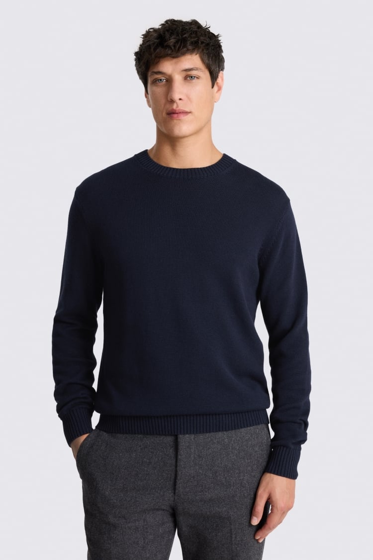 Navy Cotton Crew Neck Jumper