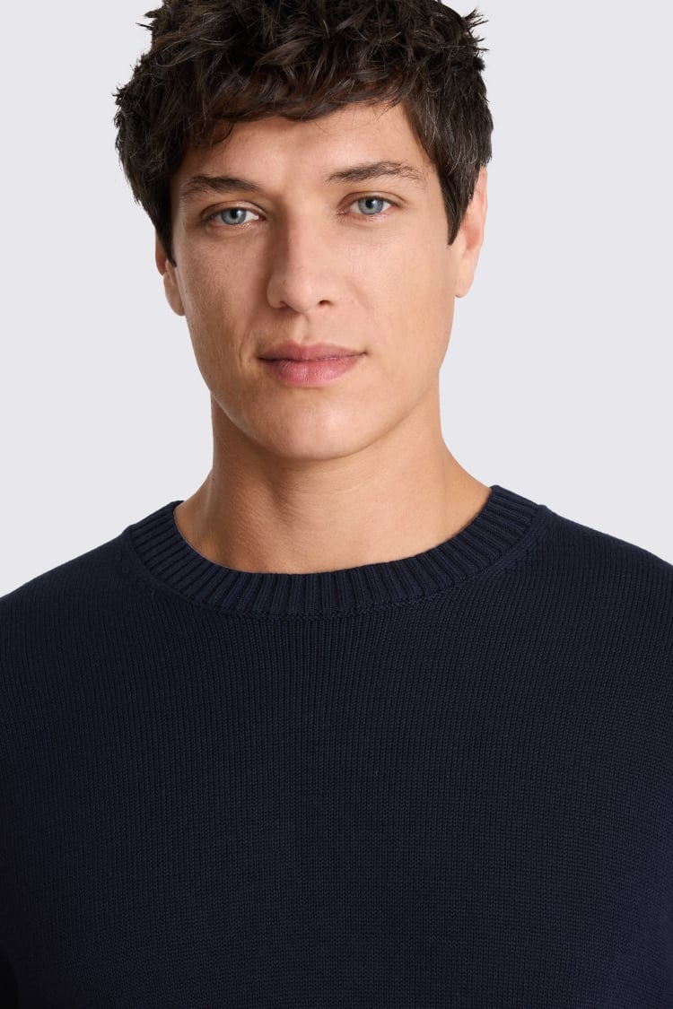 Navy Cotton Crew Neck Jumper