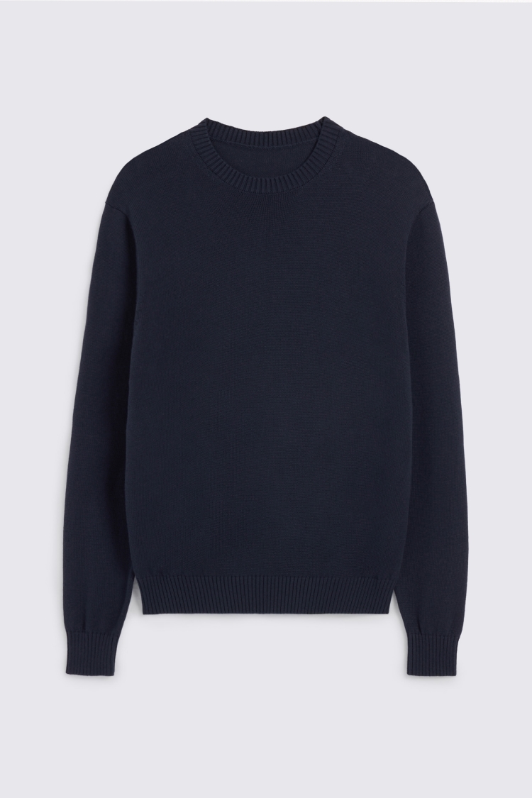 Navy Cotton Crew Neck Jumper