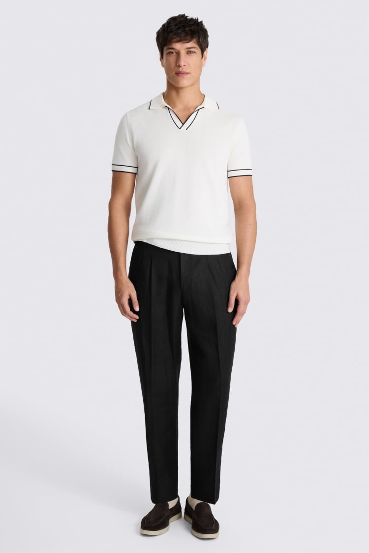 Black Linen Pleated Pant
