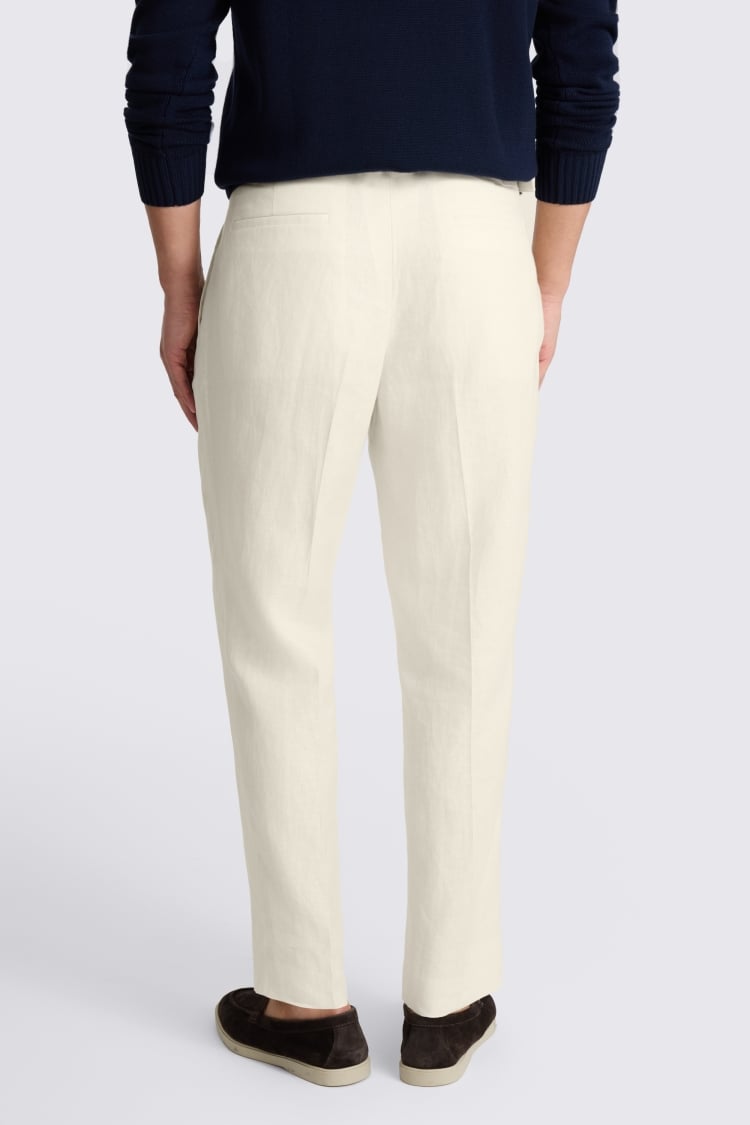 Off White Linen Pleated Trousers