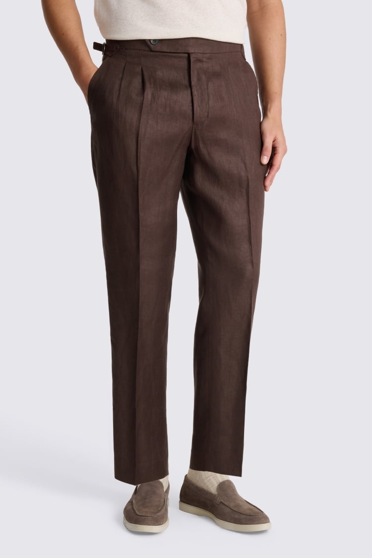Burgundy Linen Pleated Pant