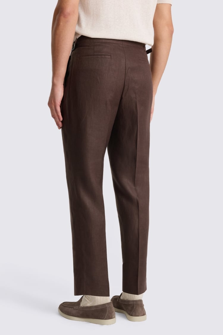 Burgundy Linen Pleated Pant