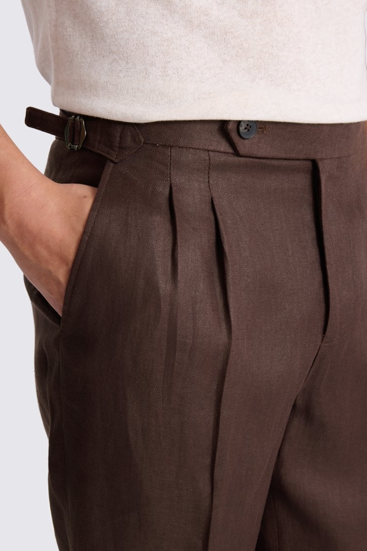 Burgundy Linen Pleated Pant