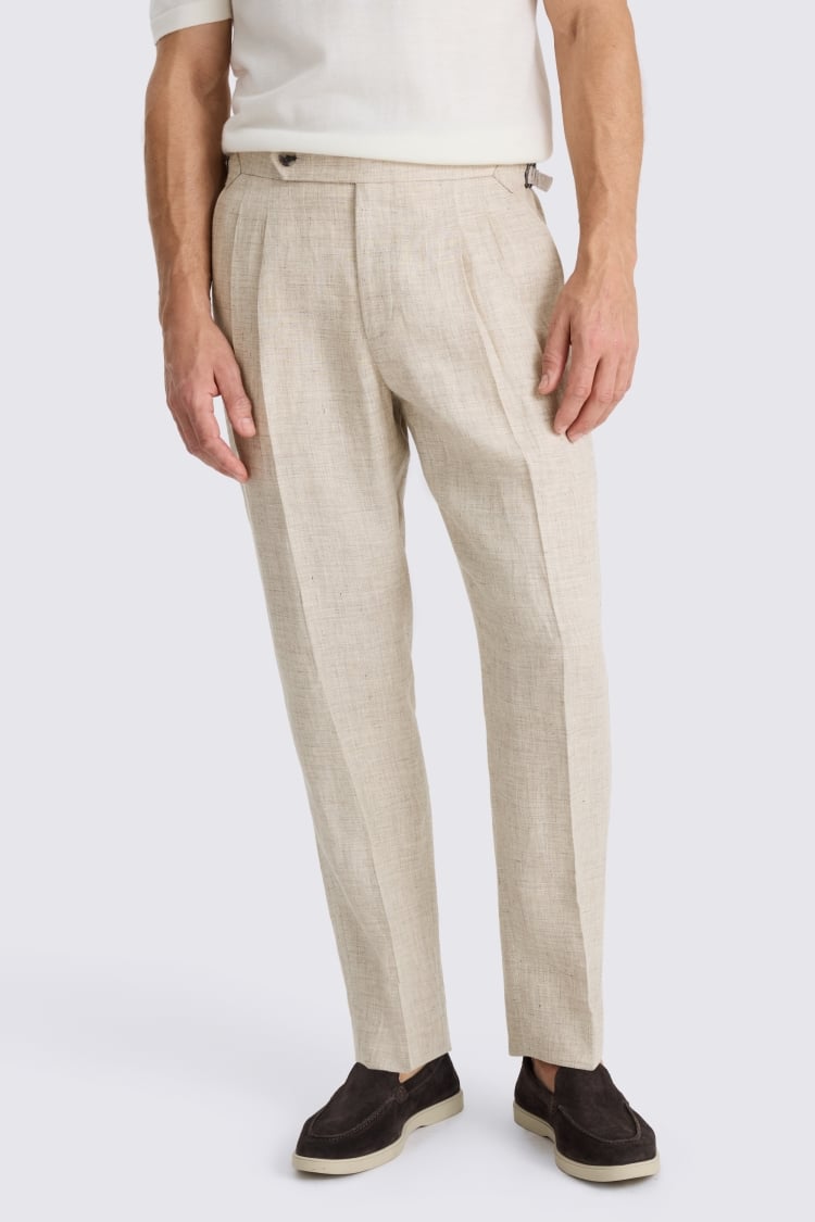 Neutral Delave Pleated Trouser