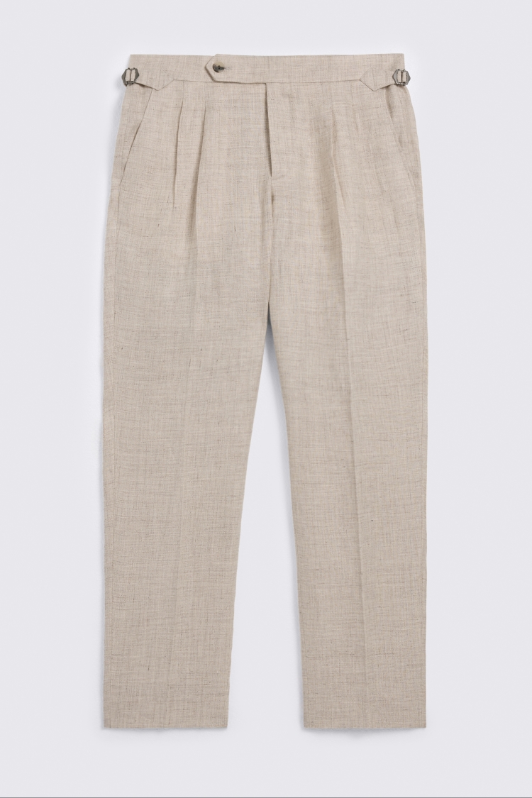 Neutral Delave Linen Pleated Pant