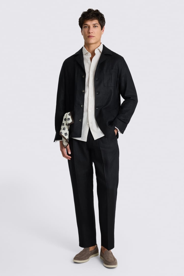 Black Twill Linen Shacket 