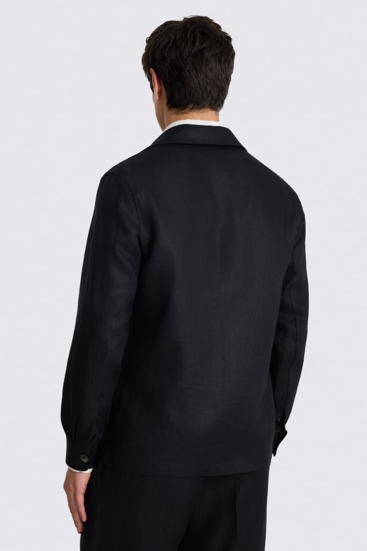 Black Twill Linen Shacket 