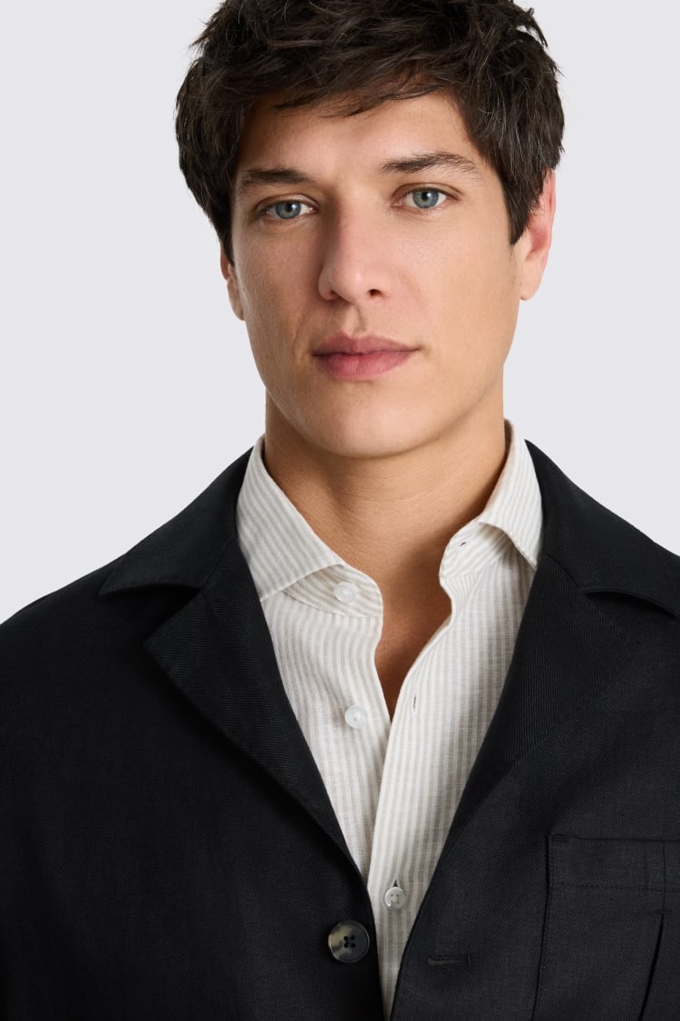 Black Twill Linen Shacket 