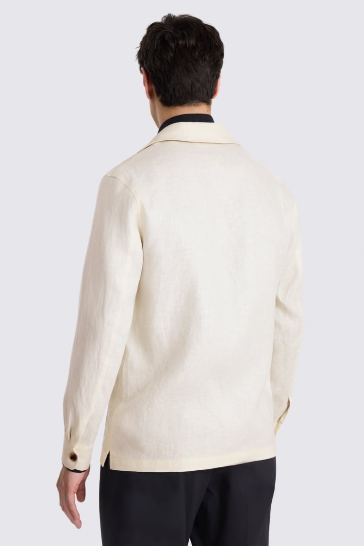 Off White Twill Linen Shacket 