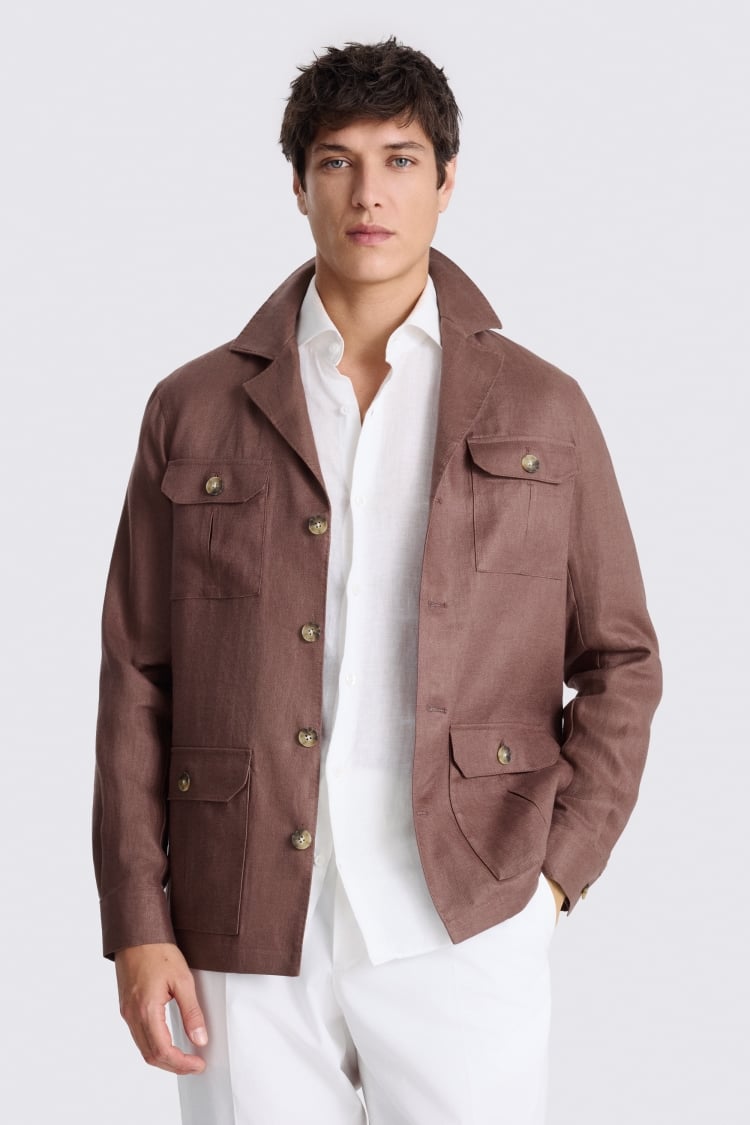 Mauve Twill Linen Shacket 