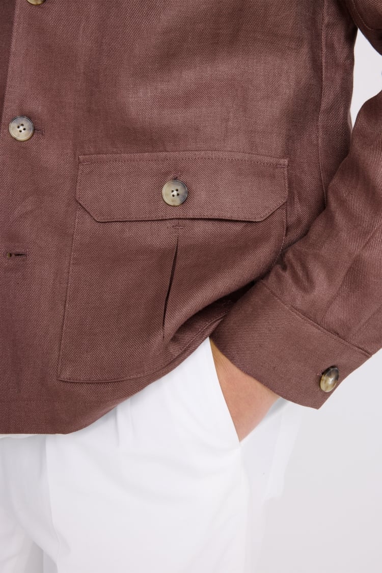 Mauve Twill Linen Shacket 