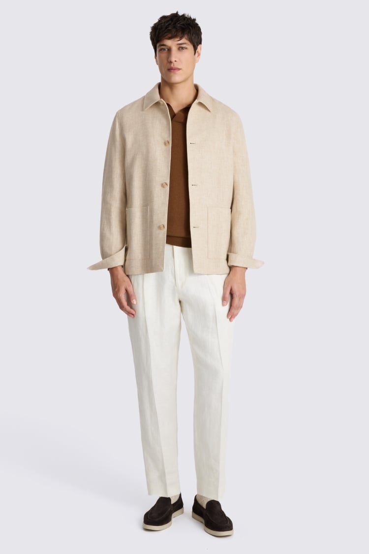 Neutral Twill Linen Shacket
