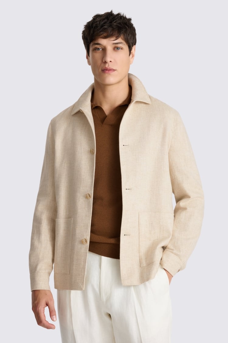 Neutral Twill Linen Shacket 