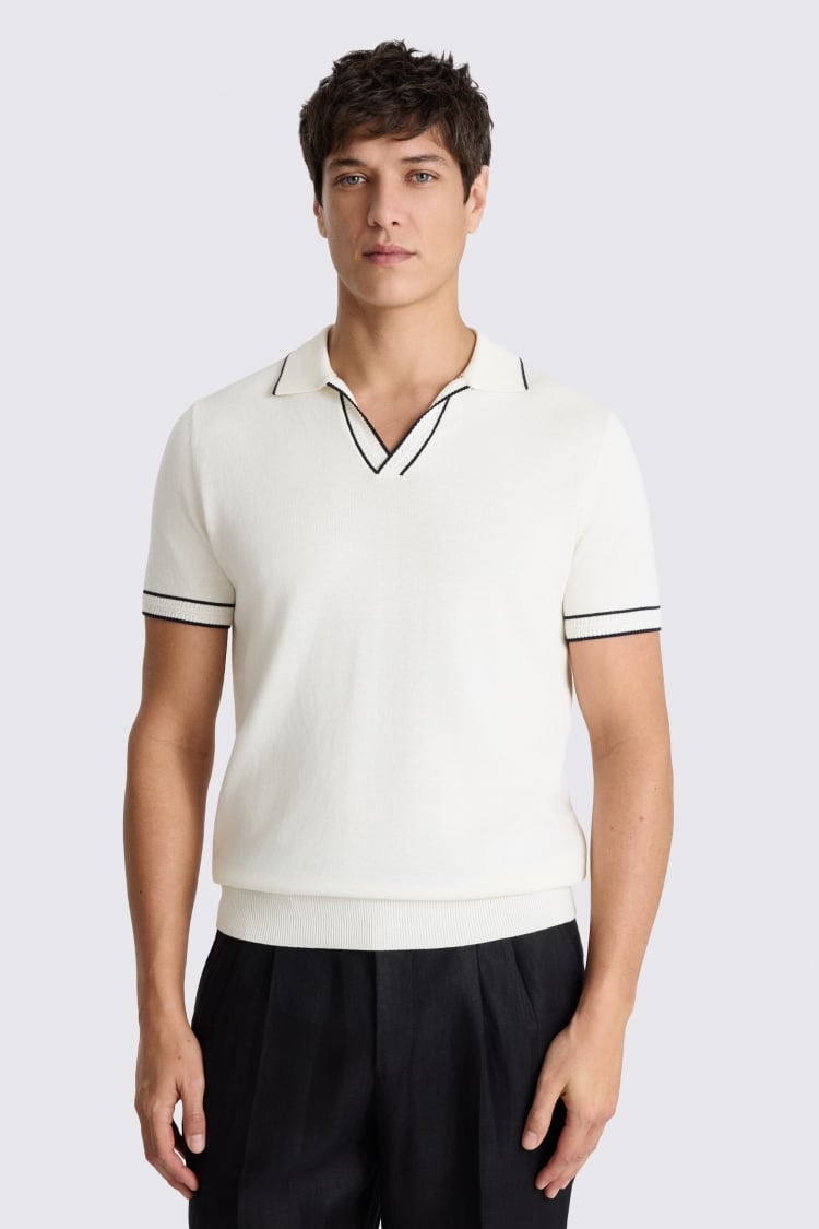 Off White Contrast Placket Cotton Skipper